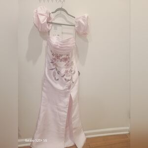 Pink Floral Embroidered Gown